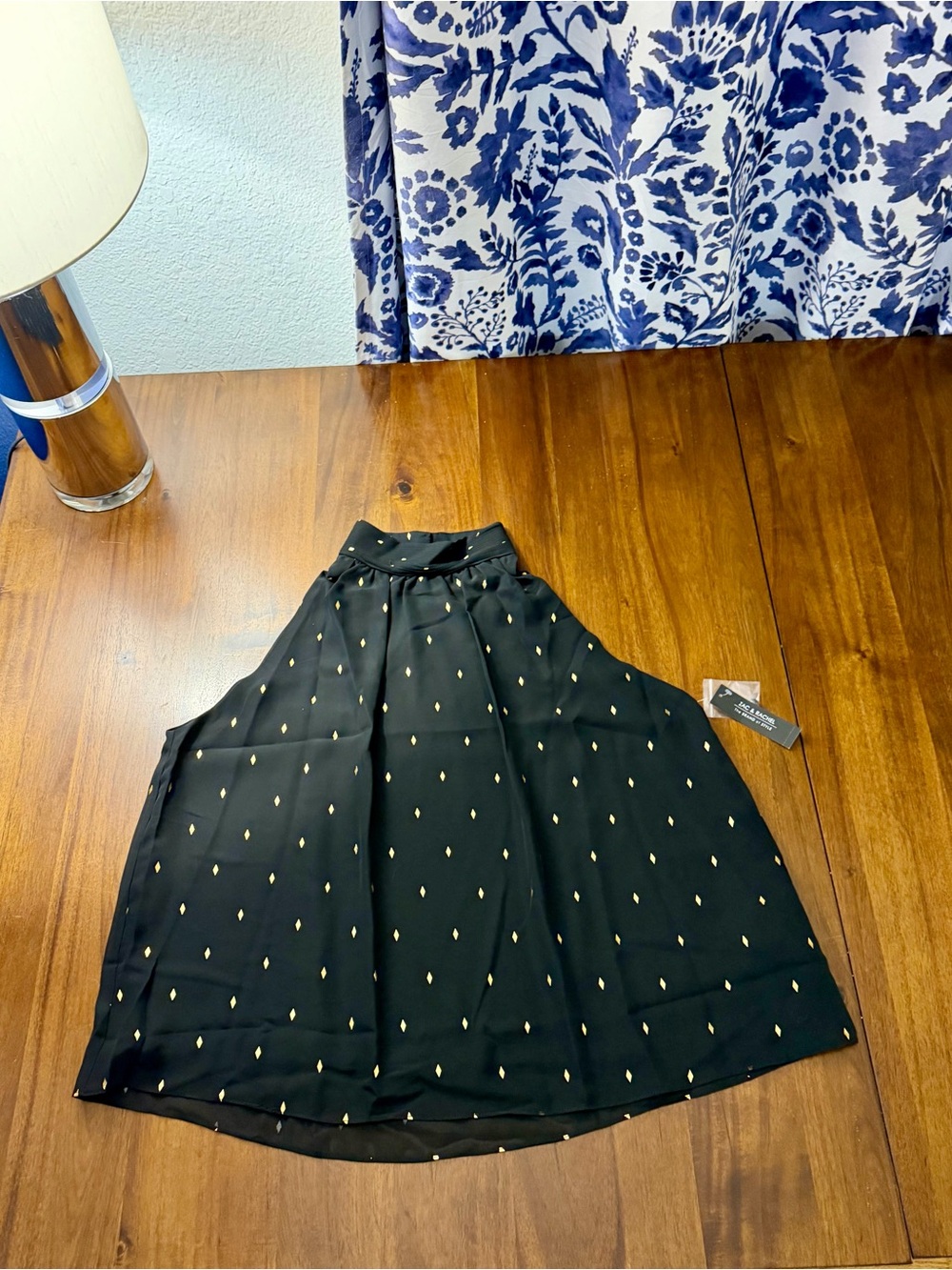Zac & Rachel Black A-Line Skirt with Gold Dot Pattern